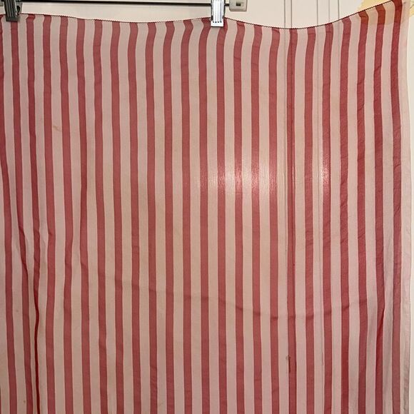 Vtg mid century extra, extra large red/white striped semi sheer polyester scarf - Picture 7 of 9